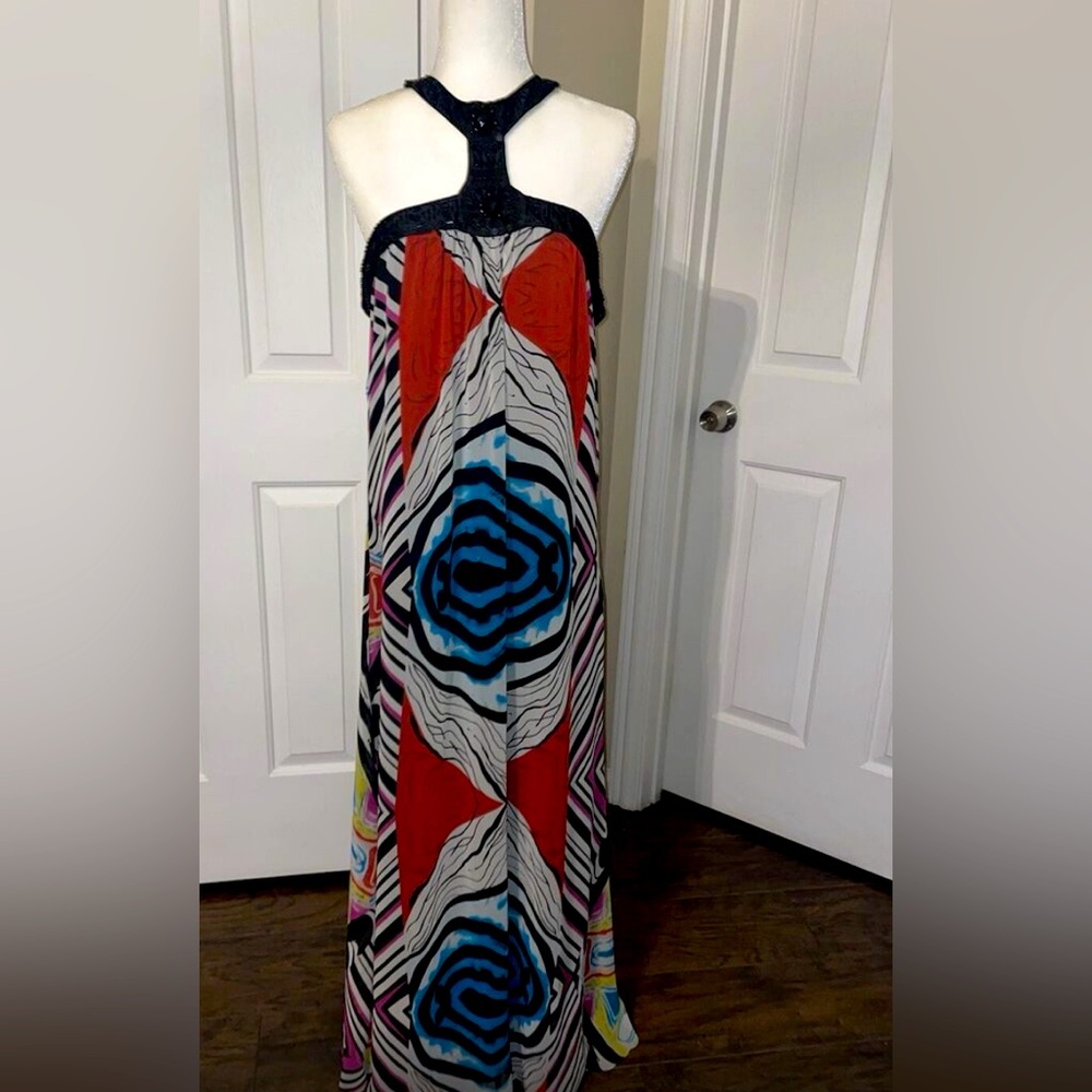 Bold Multi-Color Halter Maxi Dress